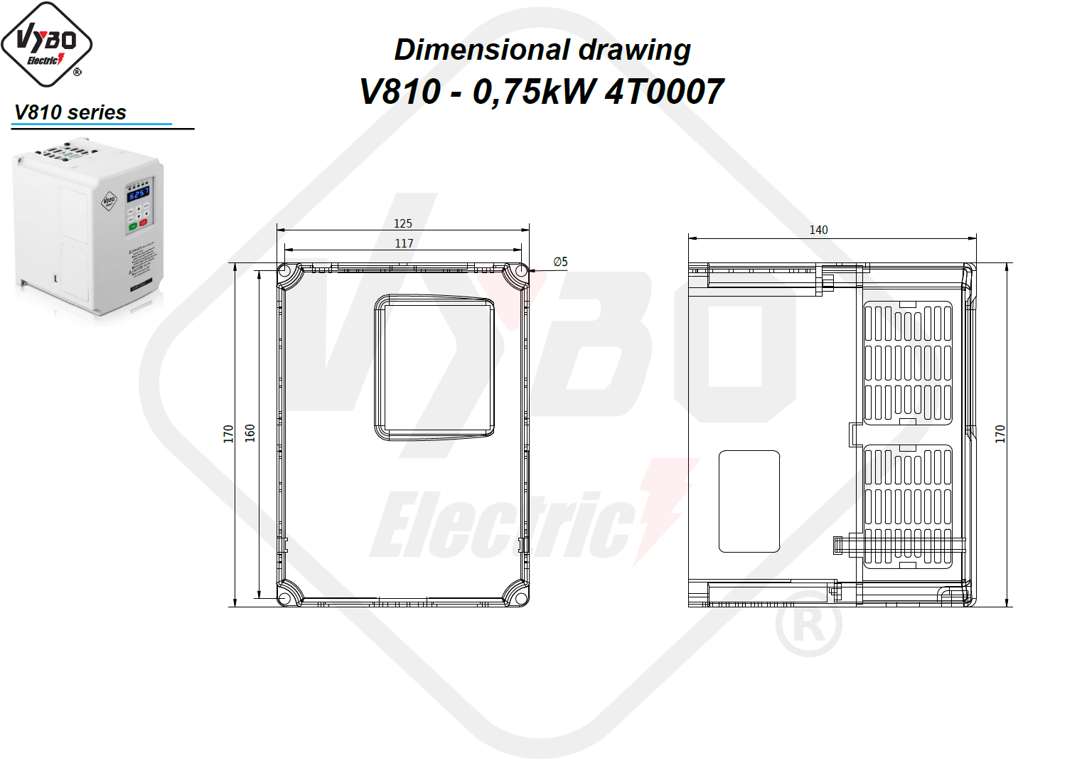 Rysunek wymiarowy V810 4T0007