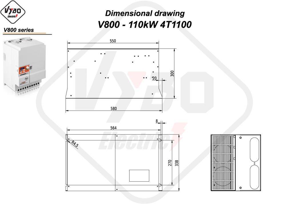 Rysunek wymiarowy V800 4T1100