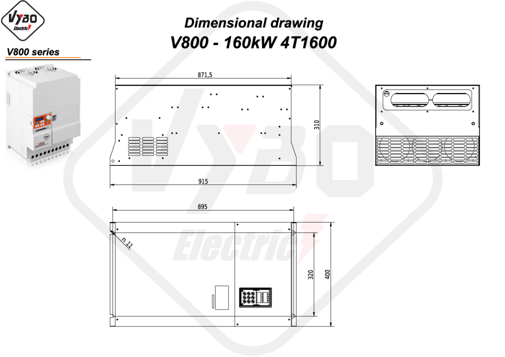 Rysunek wymiarowy V800 4T1600