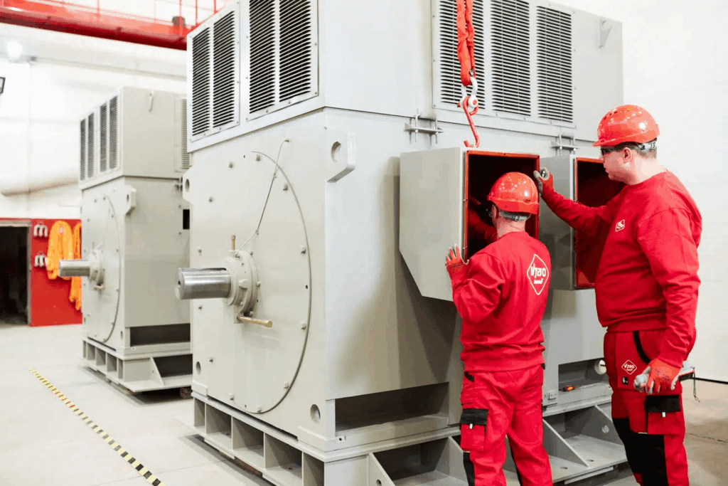 3 szt. Specjalne silniki elektryczne HV dwubiegowe H27RG 1700/1000 kW do wentylatora spalin